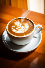 Latte art close up coffee