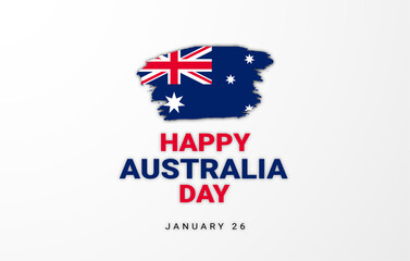 Happy Australia day lettering of Australia with flag Vector illustration