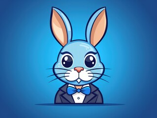 Fototapeta premium Rabbit in Tuxedo With Bow Tie, Classy. Flat style illustration.