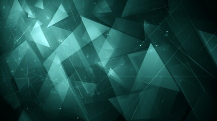Abstract Teal Geometric Shapes Background with Connecting Lines and Dots