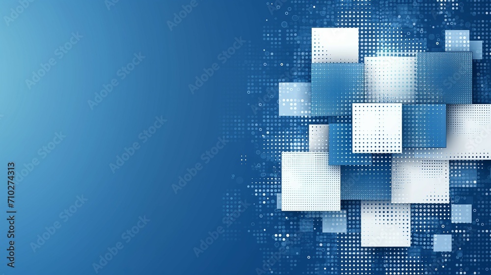 Wall mural abstract blue technology background with square patterns