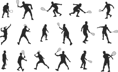 Fotobehang Squash players silhouette, Squash player svg, Squash silhouette, Squash player vector, Players silhouette, Players svg bundle.  © DesignLands 