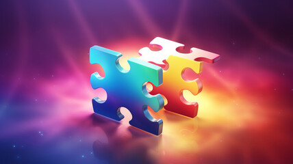 A glowing jigsaw puzzle piece on a problem solving game - obrazy, fototapety, plakaty