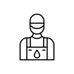 Fuel station worker outline icons, minimalist vector illustration ,simple transparent graphic element .Isolated on white background