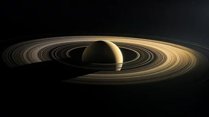 Foto op Canvas A unique perspective of saturn rings looking edges © BornHappy