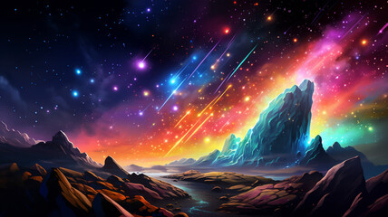 A vibrant and colorful background depicting a space - obrazy, fototapety, plakaty