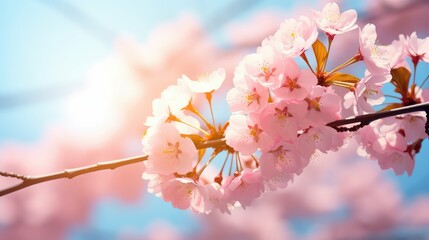 warm sun spring background illustration flowers green, blue sky, vibrant fresh warm sun spring...