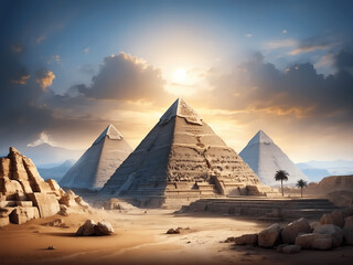 Seven wonders gone, only surviving pyramids - obrazy, fototapety, plakaty