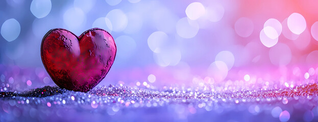 Red heart with a glittery background