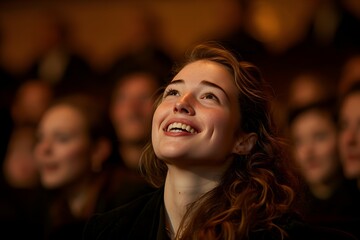 A Young Woman Enjoying A Live Theater Opera Performance