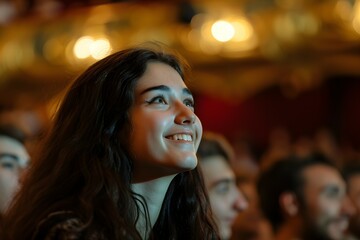 A Young Woman Enjoying A Live Theater Opera Performance