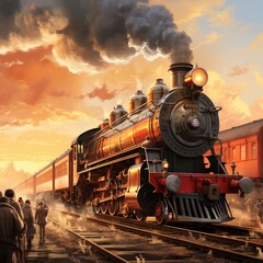 Naklejka premium Magical fantasy train to reach destination