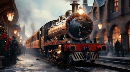 Magical fantasy train to reach destination - obrazy, fototapety, plakaty