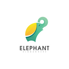 Gradient Leaf And Elephant Logo