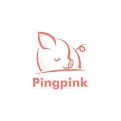 Cute Line Pig Logo Design