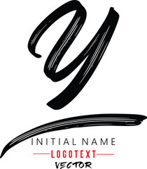 the letter Y is handwritten, Y - Black handwritten letters, hand drawn Y letters Logo design. Brushstroke Y Letter Logo Design on white background