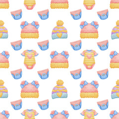 Watercolor Baby Shower Seamless Pattern