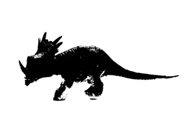 Keuken spatwand met foto black dinosaur silhouette isolated on white background, model of dinosaurs toys © sutichak