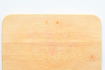 wooden cutting board isolated on white background, plank wood in the kitchen