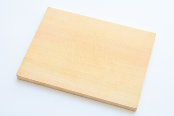 wooden cutting board isolated on white background, plank wood in the kitchen
