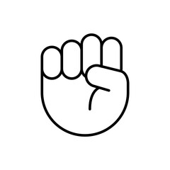 Raise fist outline icons, gesture minimalist vector illustration ,simple transparent graphic element .Isolated on white background