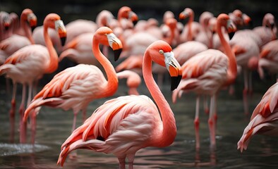 Obraz premium pink flamingos in the water