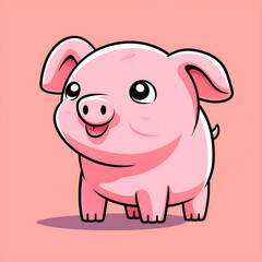 Adorable pig cartoon character with a cheerful expression.