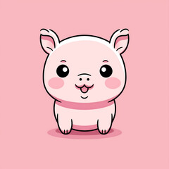 Adorable cartoon pig character with a happy expression
