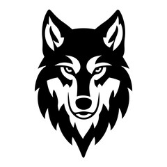 "Bold and Artistic Monochrome Wolf Head Logo, Symbolizing Strength and Intelligence, Perfect for Creating a Memorable and Dynamic Brand Image."