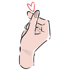 Ilustración, Corazón Coreano con la mano