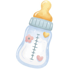 Baby Bottle Pacifier Watercolor Illustration