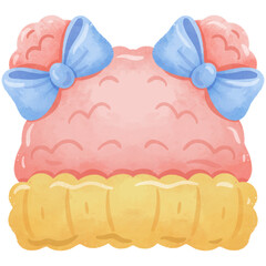 Baby Girl Beanie Hat Watercolor Illustration