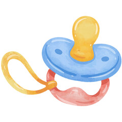 Baby Free Flow Pacifier Watercolor Illustration