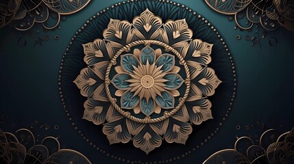 Ramadan Kareem background in luxury style. Mandala pattern background. generative ai - obrazy, fototapety, plakaty