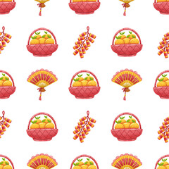 watercolor chinese new year's day seamless pattern