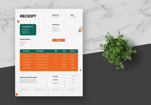 Green And Orange Business Receipt
