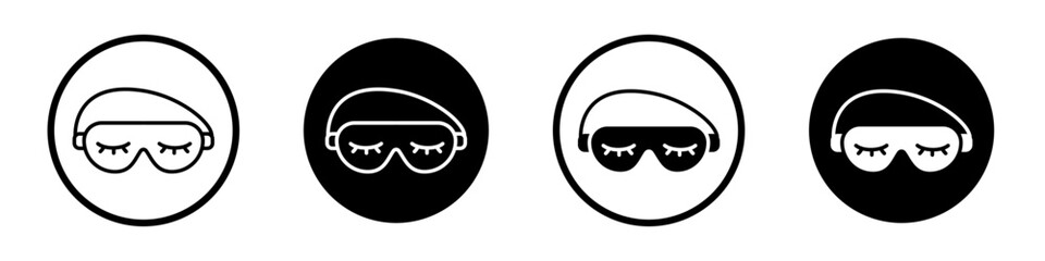 Sleep mask icon set. Night Blindfold sleeping vector symbol in a black filled and outlined style. Insomnia sleeping mask sign.