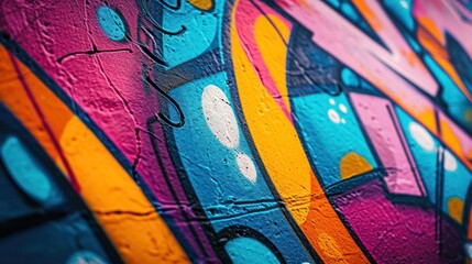 A photo of a graffiti-covered wall with vibrant and abstract patterns, depth of field control method, primitivism, 64K, high resolution --ar 16:9 --v 6 Job ID: d061b792-64c5-4e2c-8a7e-63a999fdcf65