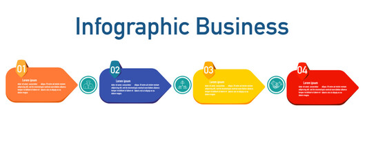 Infographic template for business information presentation. Vector square and icon elements. Modern workflow diagrams. Report plan 4 topics