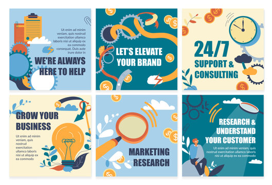 Social media banner set for marketing service ad