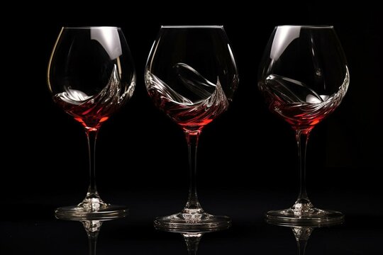 A set of 3 wine glasses used for serving red wine. Generative AI