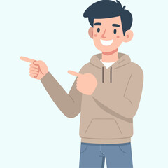 flat illustration of person character pointing at something. simple and minimalist design
