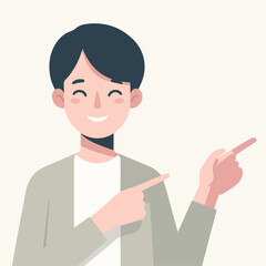 Fototapeta na wymiar flat illustration of person character pointing at something. simple and minimalist design