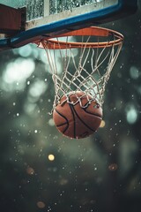 Basketball-themed background with ample copy space, showcasing the iconic basketball ring and arena.
