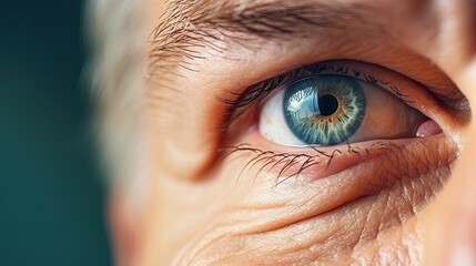 The lines of age around these eyes tell a story of a life well-lived, highlighting the importance of regular eye check-ups and vision correction