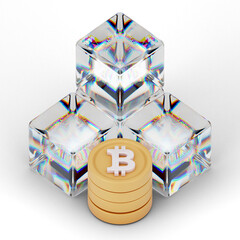Bitcoin Cryptocurrency 3D Icon and illustration