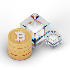 Bitcoin Cryptocurrency 3D Icon and illustration