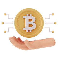 Bitcoin Cryptocurrency 3D Icon and illustration