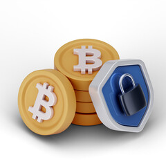 Bitcoin Cryptocurrency 3D Icon and illustration