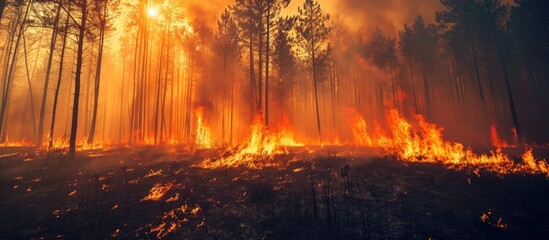 Humans are responsible for the burning of the forest fire disaster.